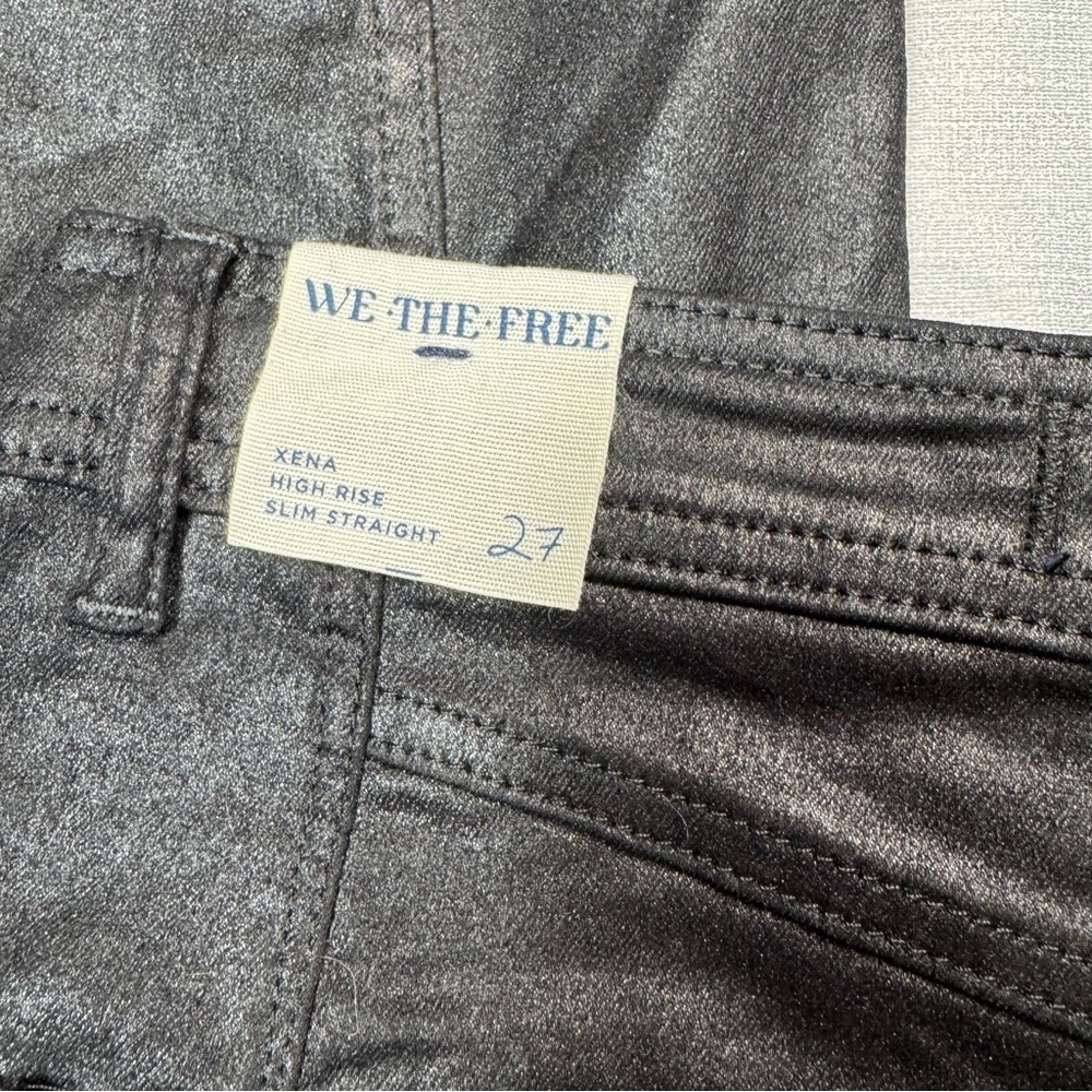 NWT New Free People We The Free Xena Slim Straight Coated Black Jeans Size 27 - Picture 7 of 10